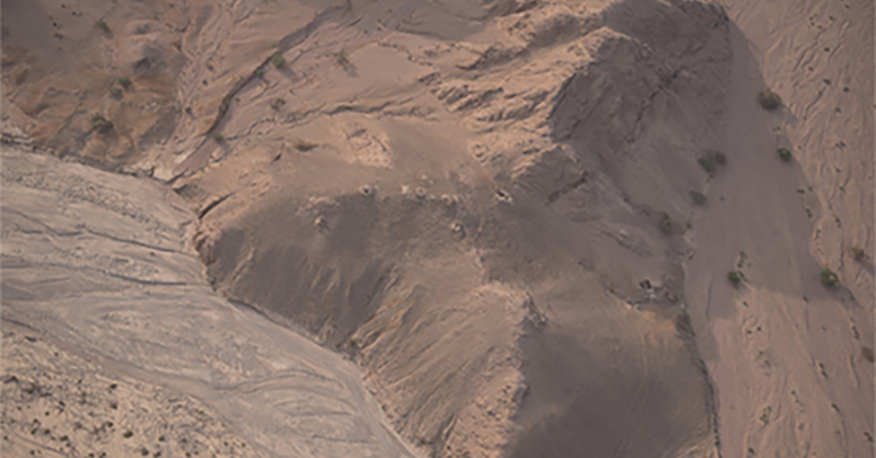 Aerial view of Wadi Fidan 61 site in Faynan, Jordan