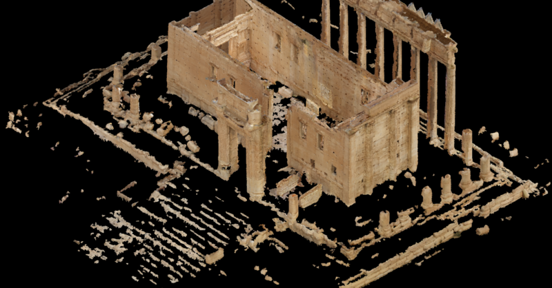 A digital 3D model of the ancient Temple of Bel in Palmyra, Syria.