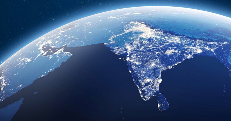 Satellite image of Earth featuring South Asia