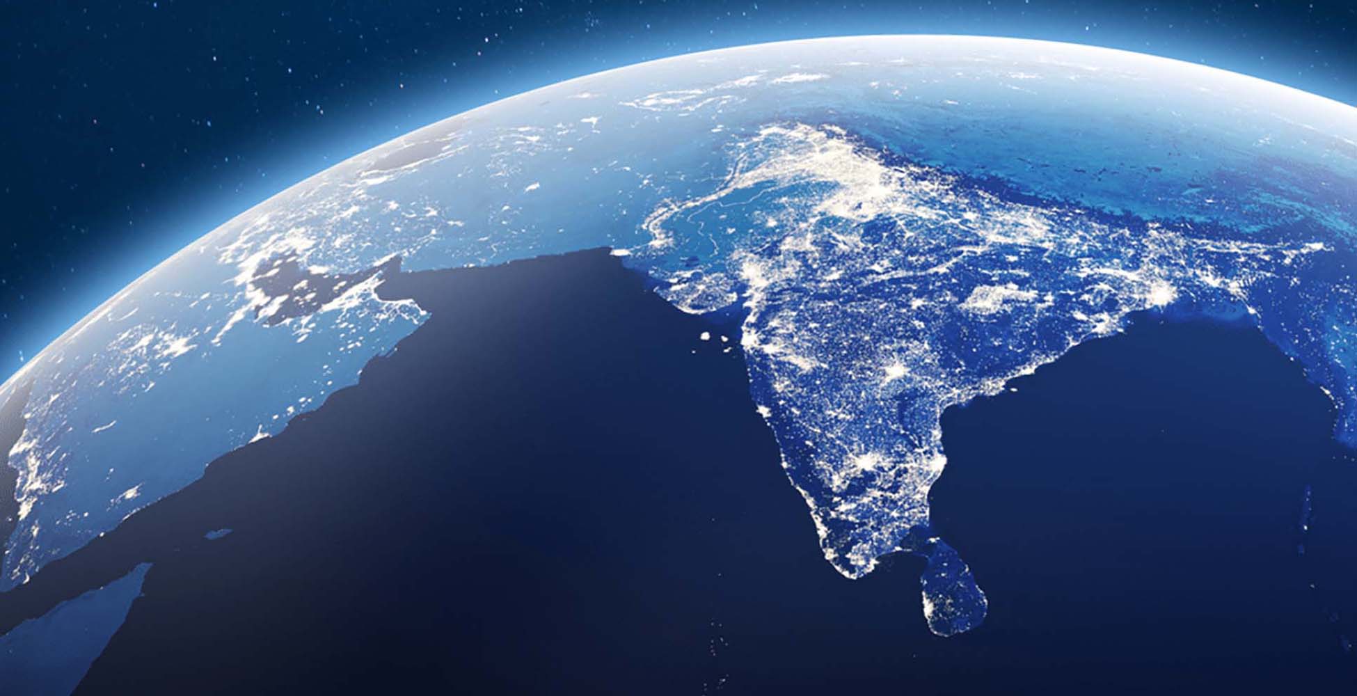 Satellite image of Earth featuring South Asia