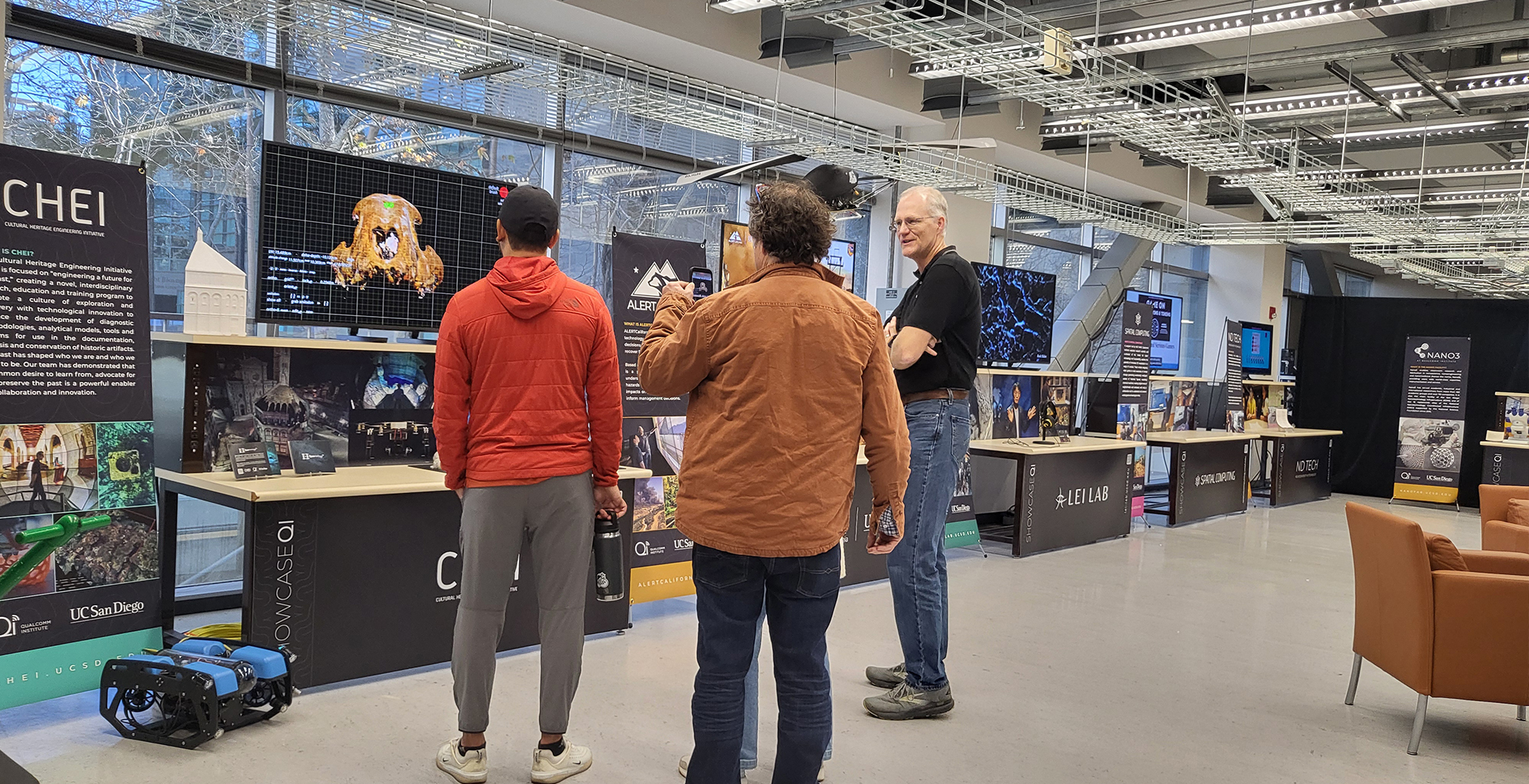 Group looking at exhibit